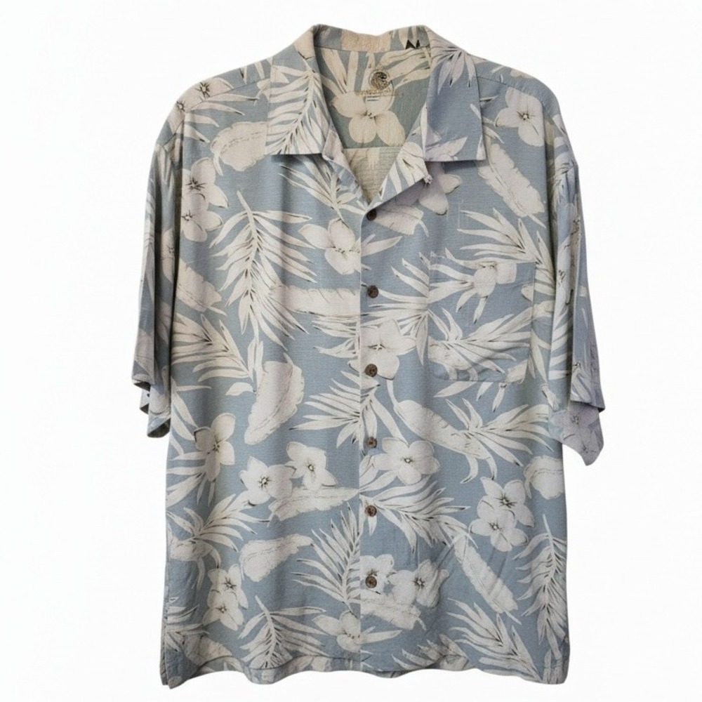 Eagle Dry Goods Silk Aloha Shirt Large Floral Cannery Casino Resort‎